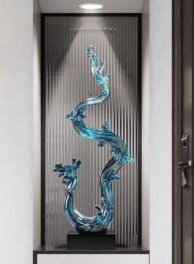 风生水起轻奢大摆件玄关格栅入户进门客厅电视柜高感装饰品