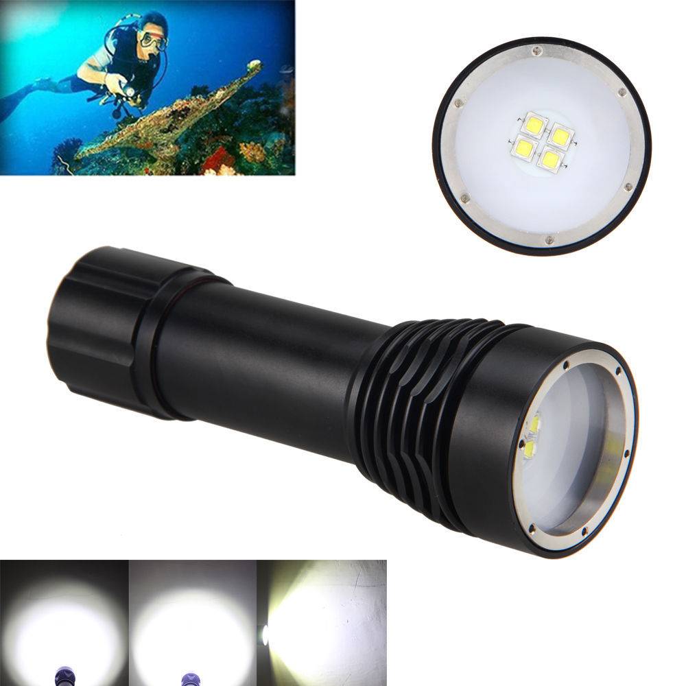 LED 4L2强光潜水手电筒 4800LM 潜水深度达100米26650手电筒