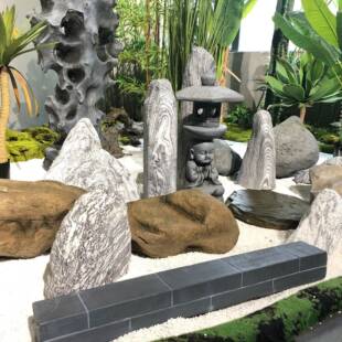 仿真假石头雪浪石园林装饰玻璃钢石头假山大型造景宫灯玄关摆件