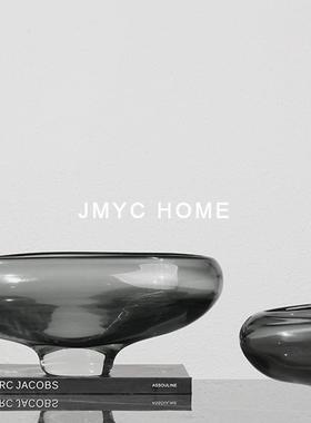 简约现代创意玻璃水果盘软装饰品售楼处家居桌面收纳托盘果篓摆件