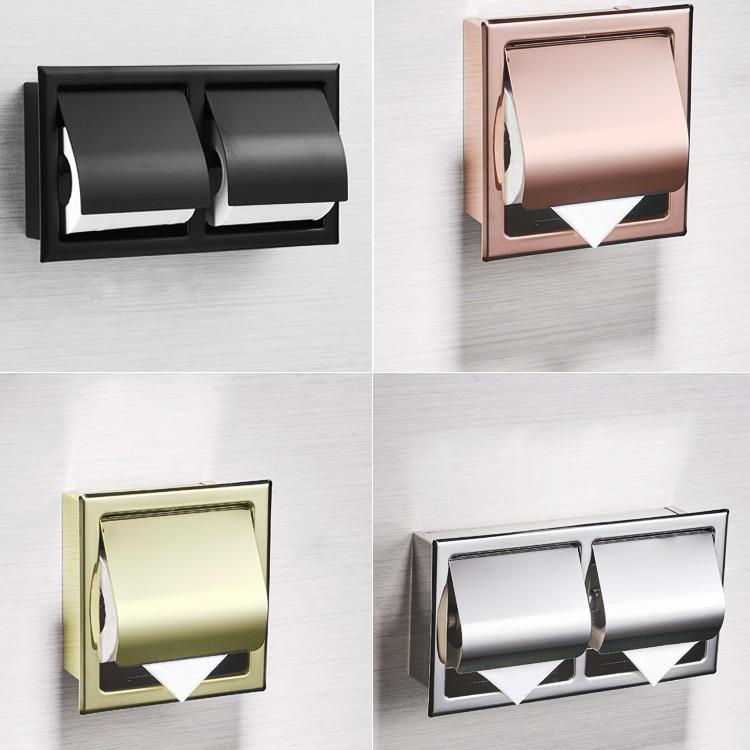 纸巾架厕所双卷纸架不锈钢入墙卷纸纸巾盒厕纸架卫生间手纸架收纳