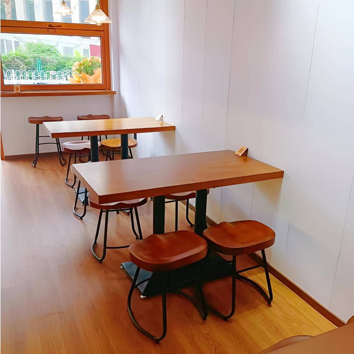 实木木凳子粉面小吃汉堡快馆餐店桌椅辣组合麻烫餐0656饮松桌子商