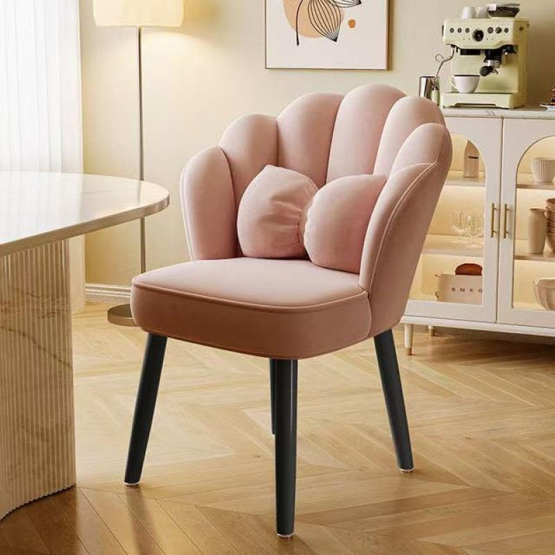 网红化妆椅女生卧室梳妆台凳子轻奢奶油风旋转化妆凳花瓣靠背椅子