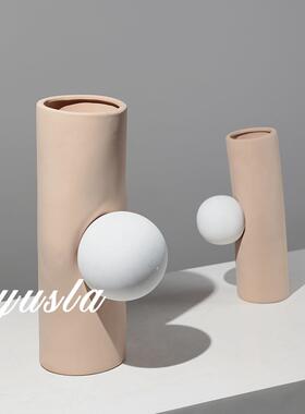 奶油法式客厅茶几插干花瓶餐厅吧台花器玄关柜样板间摆件软装饰品