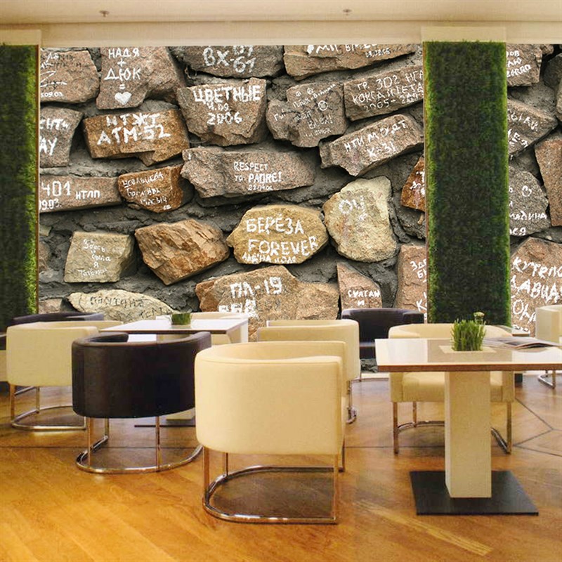 个性字母大型壁h画 特色酒吧咖啡厅仿古壁纸 现代石墙电视背景墙