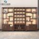 榆木新中式 茶室茶叶架子定制实木组合带灯博古架格子柜商用展示架
