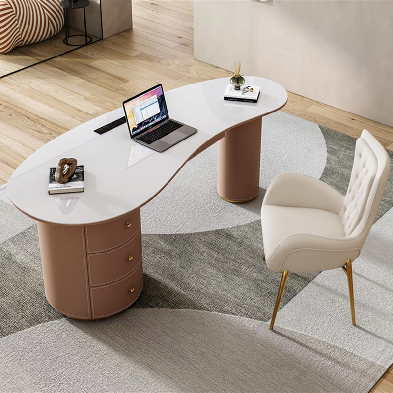 医美咨询桌接待洽谈美容院办w公桌家用现代简约网红轻奢岩板书桌