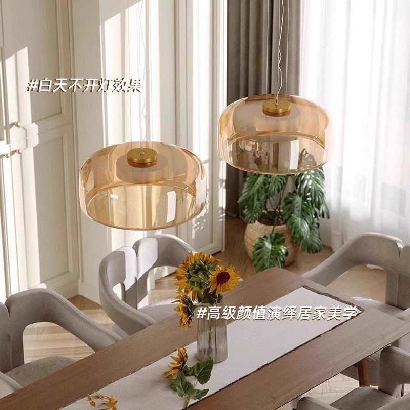 法式轻奢高级玻璃餐厅吊灯简约现代家用饭厅餐桌T灯艺术氛围吧台