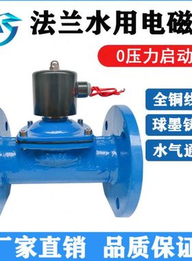 2W球墨铸铁法兰水用电磁阀24V220V常闭直动式电磁开关阀DN5065 80