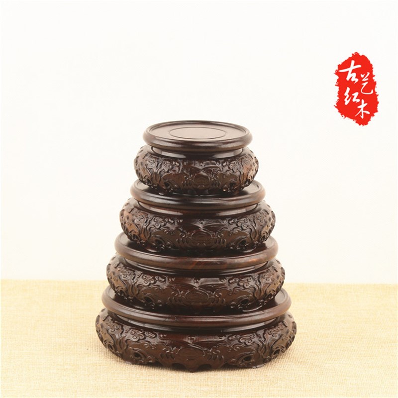 黑檀原木底座花盆底座实木摆件底座托架石头摆件奇石文Z玩底座圆