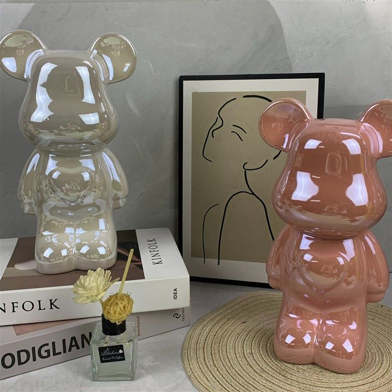 28cm爱心熊电镀网红家居陶瓷装饰摆件存钱罐整箱2W4个随机混装