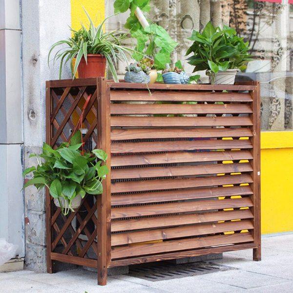 室外阳台置物架空调外机保护罩百叶格栅防腐木装饰美化挡风板花架,居家布艺,空调罩,淘宝优惠券,粉丝福利购,淘宝优惠卷