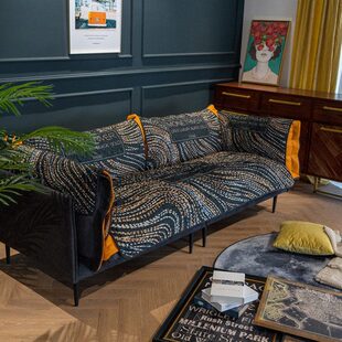 黑金轻奢风时尚沙发垫四季通用绒感耐脏沙发坐垫防滑沙发套罩盖巾