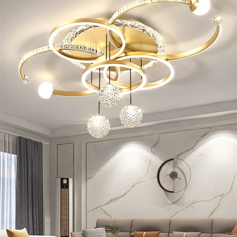 客厅吸顶灯新款现代简约大气轻奢水晶主K灯广东中山全屋套餐灯具