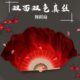 万疆舞蹈扇子长飘跳舞扇真丝大双面渐变色古典舞专用秧歌广场舞扇