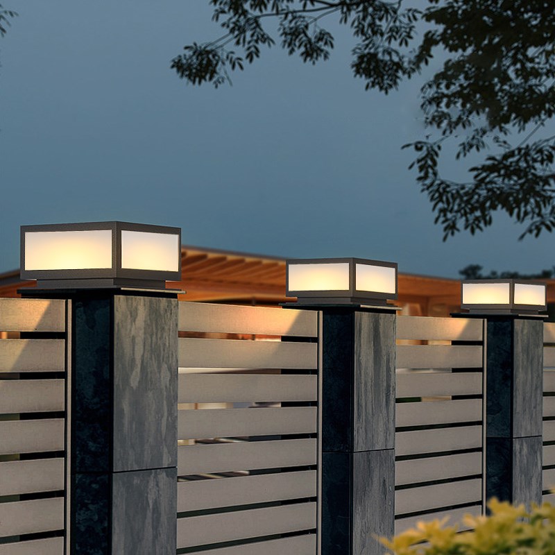 现代太阳能柱头灯接电广东中山灯具别墅户外庭P院围墙大门口柱子