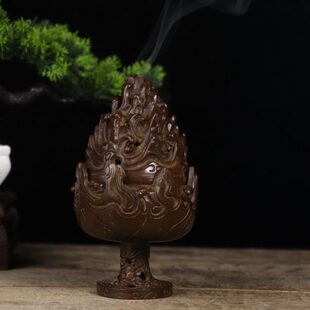 复古纯铜博山炉盘香炉居家室内熏香炉摆件玄关博古架装饰摆件