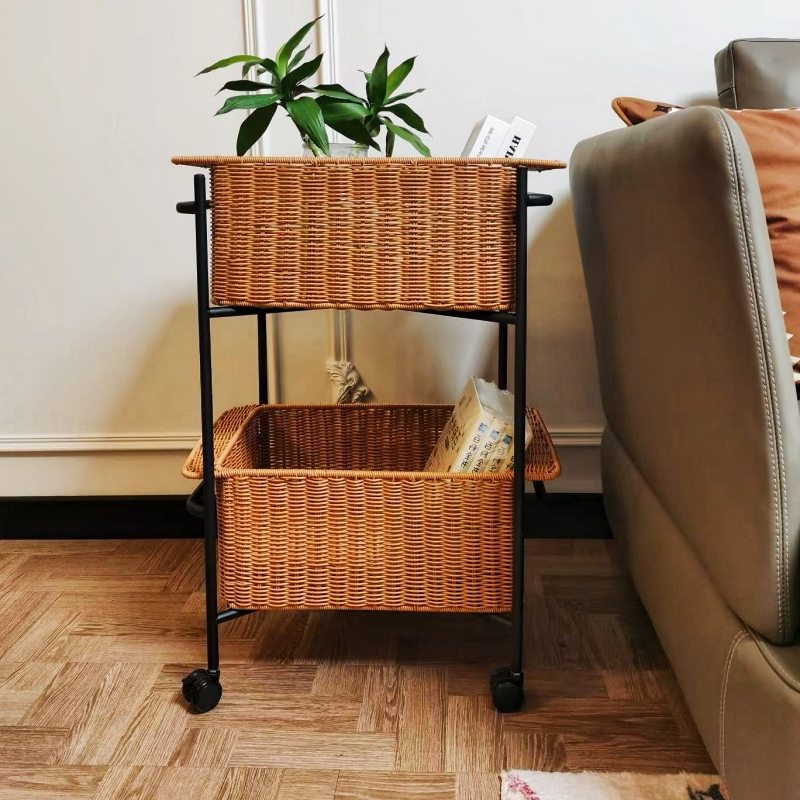 日式收纳小推车客厅置物架沙发厨房床头卫生间整T理储物移动收纳