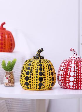 简植家居草间弥生波点艺术南瓜摆件玄关摆设家居装饰树脂工艺品