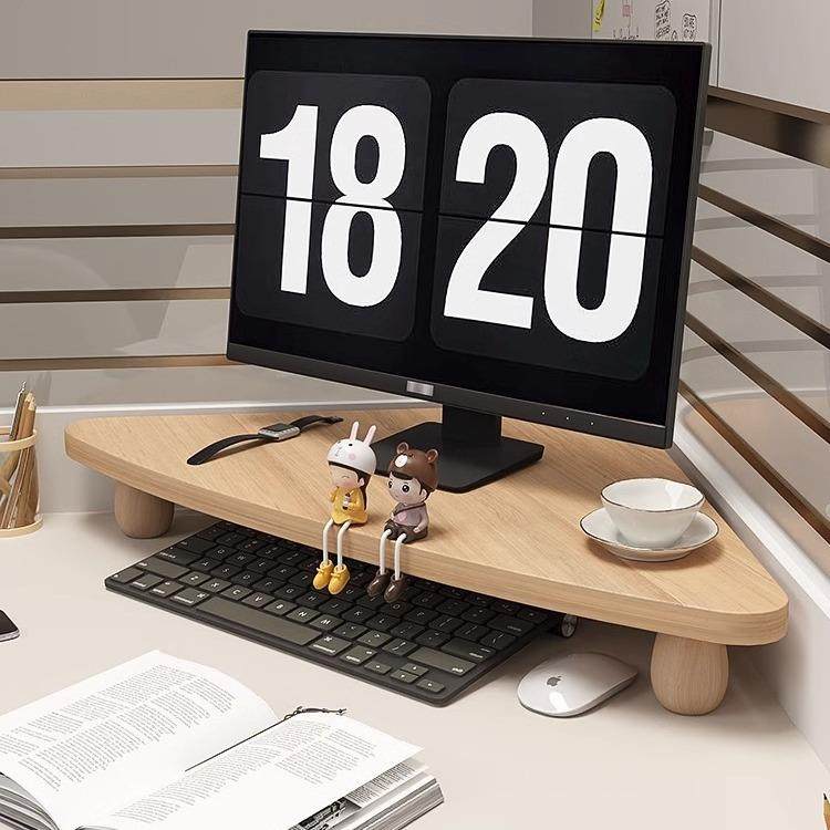 转角电脑增高架家用台式显示器支架办公室桌面置物架三角收纳架子