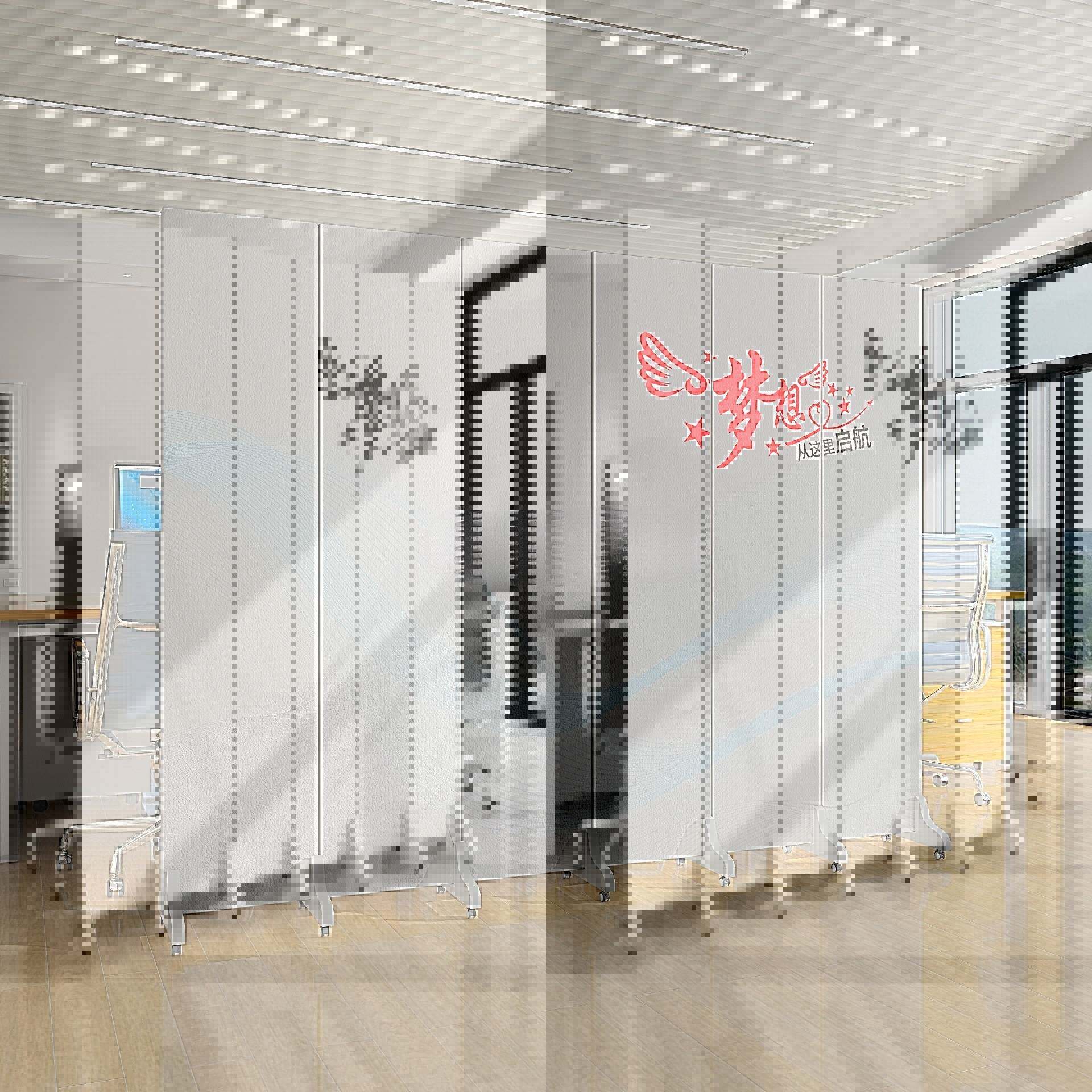 可订简约现代折叠移动双面办公室屏风隔断公司客厅卧室会议室遮挡