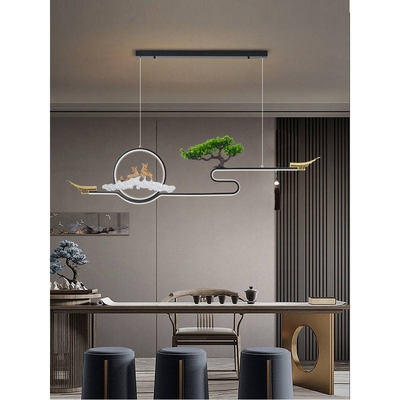 新中式茶室灯中国风禅意书房餐厅办公室前台吧台茶台长条茶桌吊灯