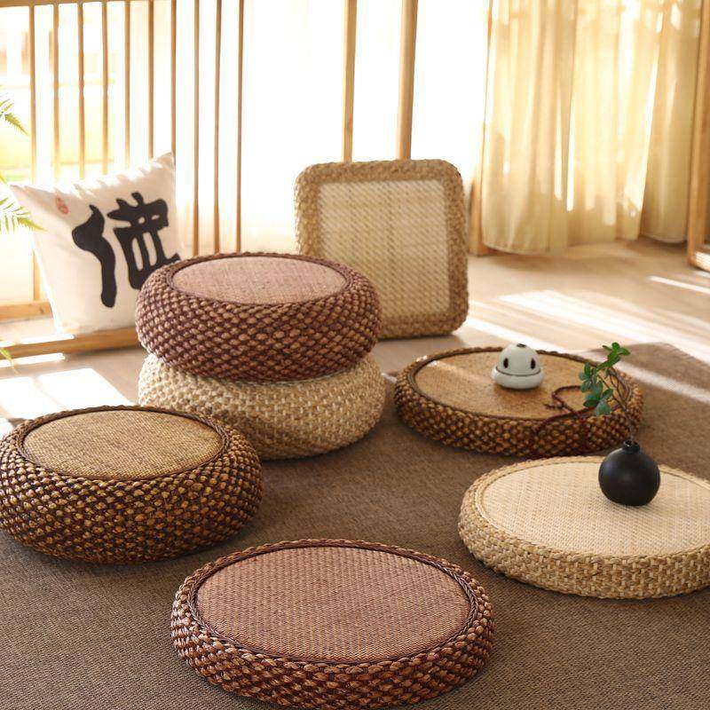 日式藤草编蒲草蒲团坐垫地上家用茶道地板飘窗榻榻米坐墩田园风,居家布艺,美臀垫/保健坐垫,淘宝优惠券,粉丝福利购,淘宝优惠卷