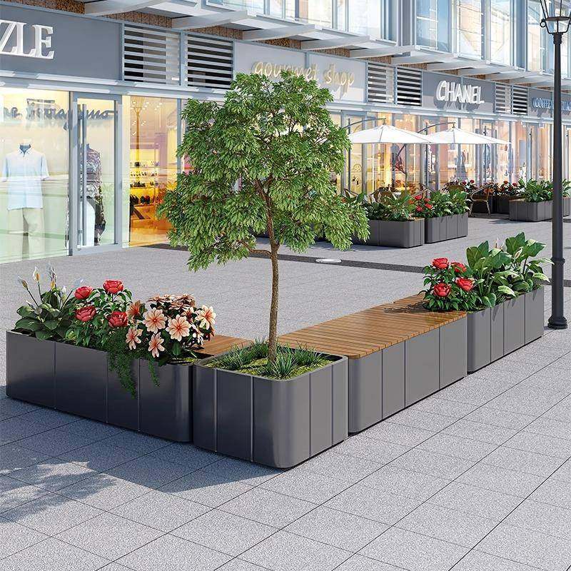 户外花箱铁艺花箱广场长方形坐凳花坛花盆花槽花池庭院种植箱组合,鲜花速递/花卉仿真/绿植园艺,花架,淘宝优惠券,粉丝福利购,淘宝优惠卷