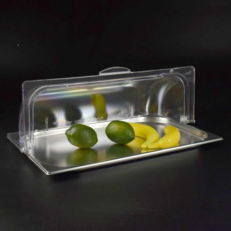 不钢卤尘菜熟锈食凉菜展示盘透F87MJ8MS明防罩翻盖水果试托盘带盖