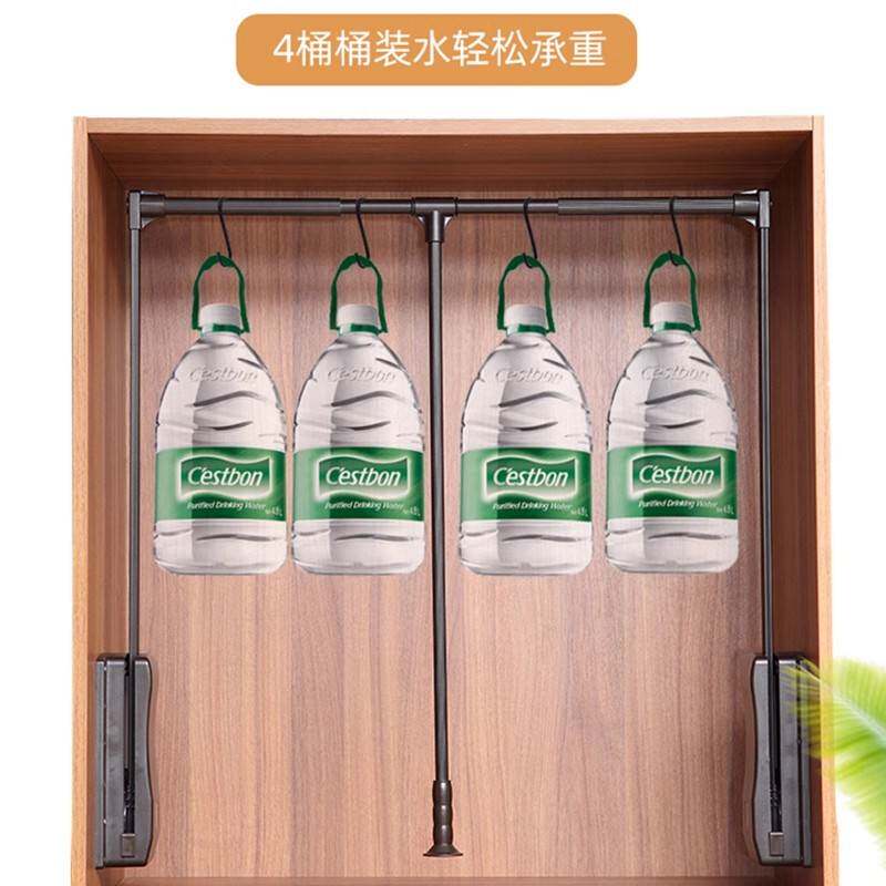 下拉式挂衣杆可伸缩衣通衣帽间家用拉杆衣柜内缓冲下拉升降挂衣架