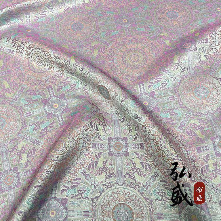 八达晕异色罗宋锦桑蚕丝提花面料新中式国风服装布