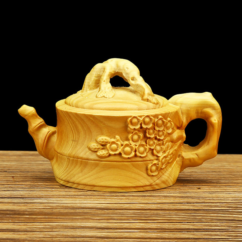 黄杨木雕茶壶雕刻工艺品办公桌汽车摆件文玩手把件茶宠送礼车挂件
