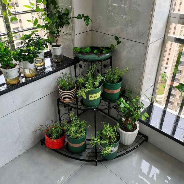 铁艺阳台转角花架子阶梯落地式墙角多层室内客厅三角形置物花盆架