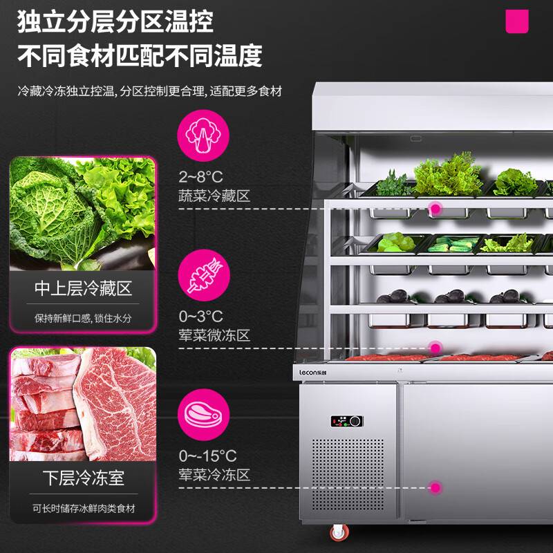 乐创麻辣烫展示柜冒菜串串点菜柜商用立式冷冻开槽冷藏福冰柜