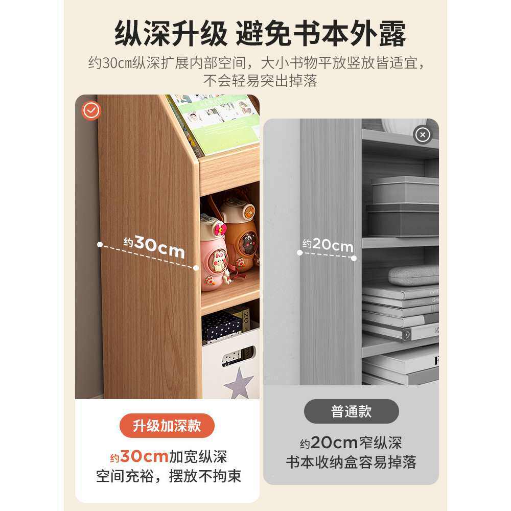 实木板书架一体靠墙矮柜置物架落地书柜收纳格子幼儿园书包柜