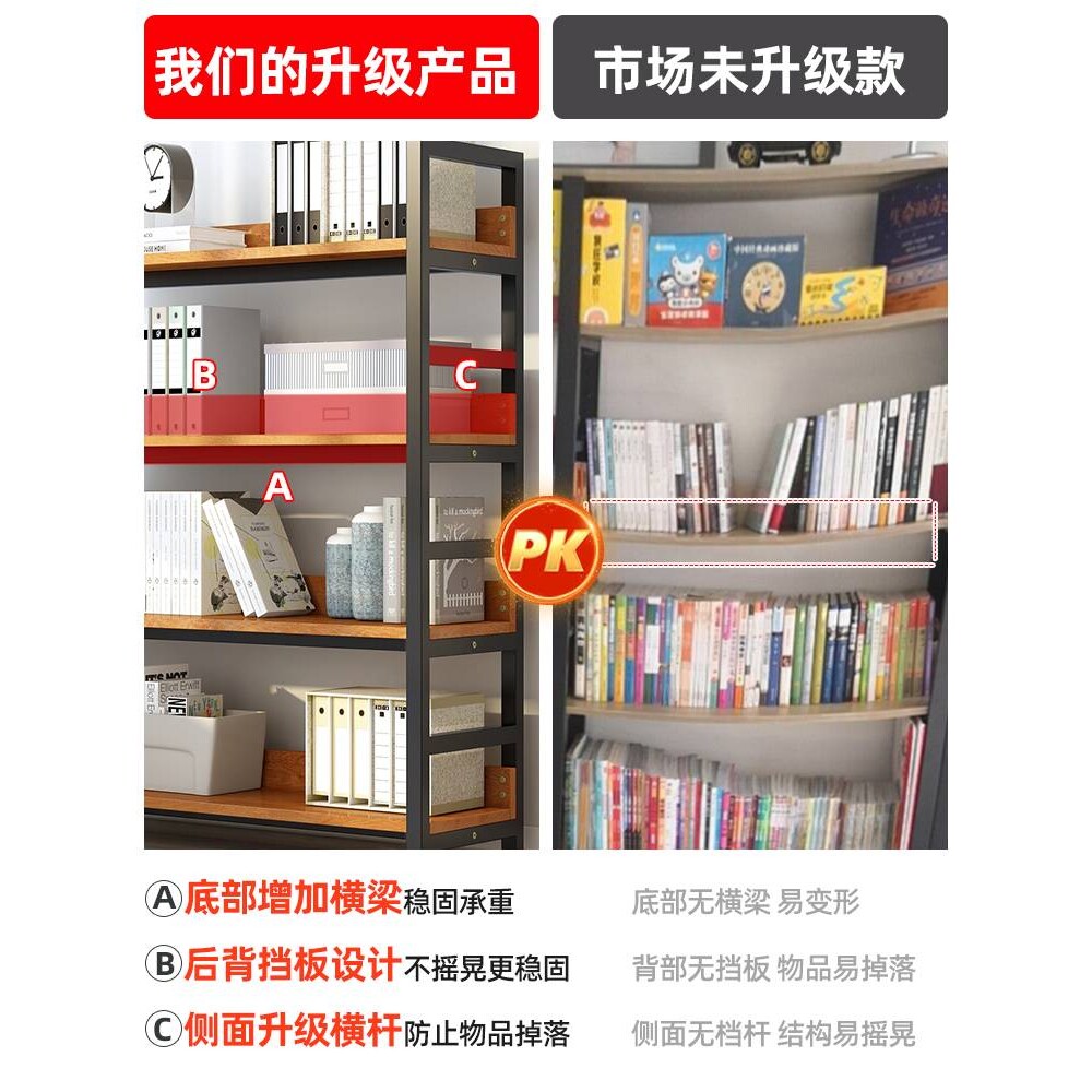 书架落地现代简约家用储物架子简易书柜货架钢木收纳架多层置