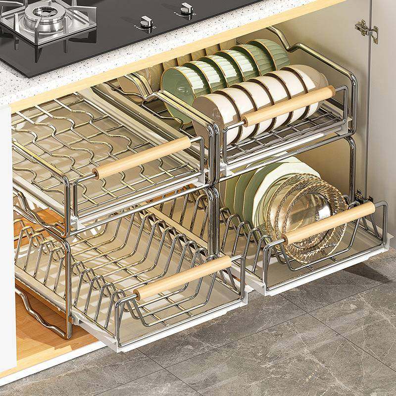 不锈钢碗碟收纳架厨房橱柜内置物架抽屉式拉篮抽拉碗盘子沥水碗架,厨房/烹饪用具,抹布架/厨房清洁收纳架,淘宝优惠券,粉丝福利购,淘宝优惠卷