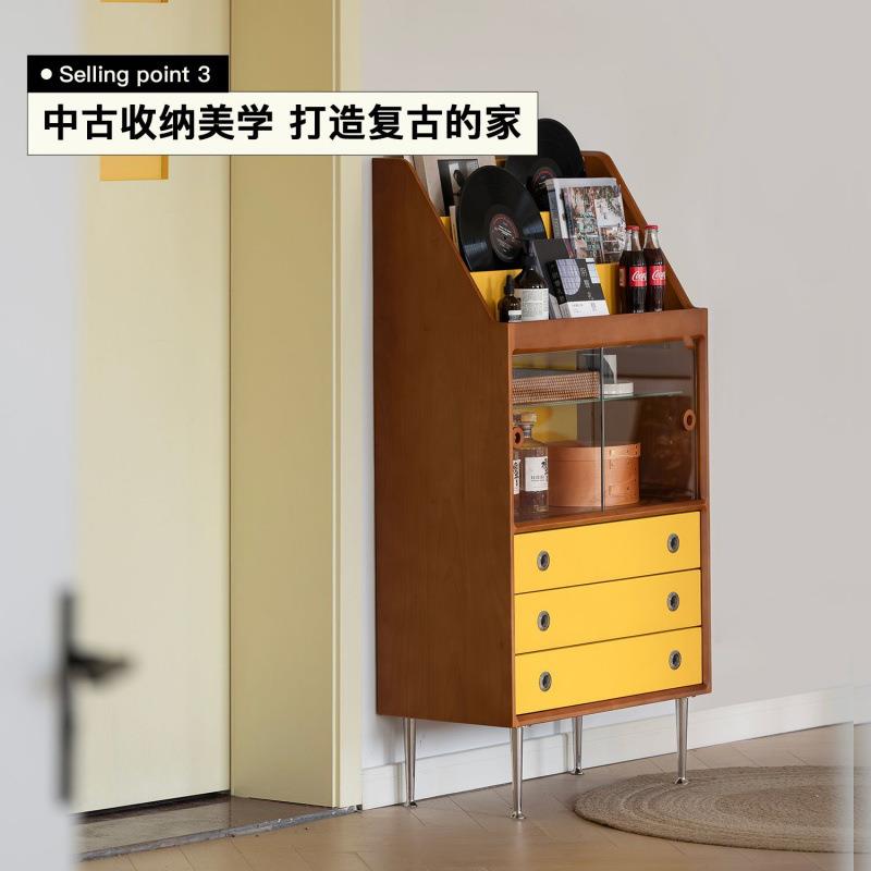 优木尼尔森中古杂志柜客厅沙发电视实木边柜展示柜日式收纳储物柜
