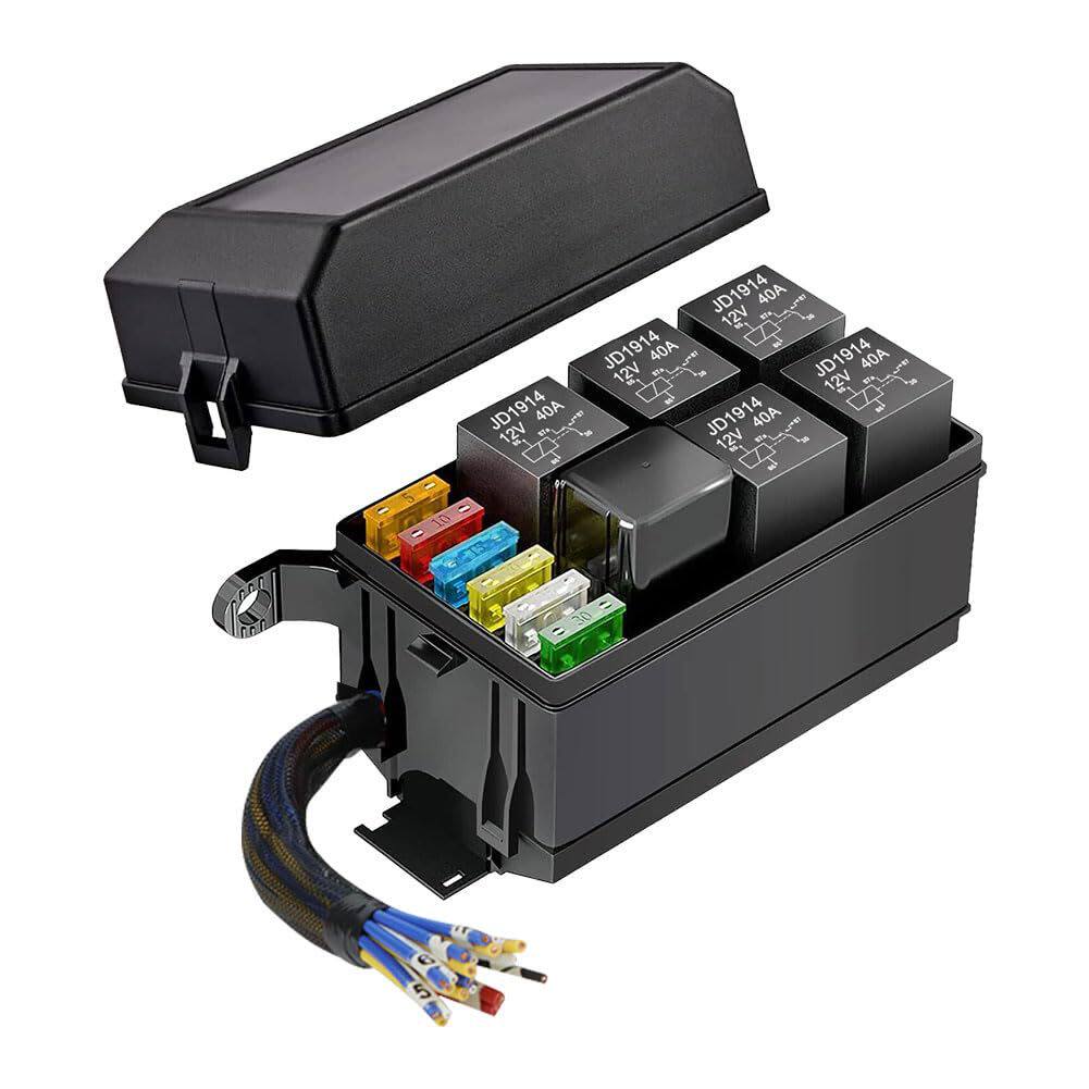 汽车继电器保险盒12V/24V改装车用带线束保险盒汽车6路保险丝盒