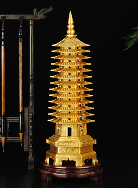 纯铜文昌塔13十三层九9层书房办公室桌面全铜学S习摆件铜宝塔礼品