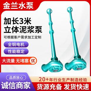 加长款泥浆泵鱼塘无堵塞淤泥排污泵加长抽污大功率立式泥浆泵
