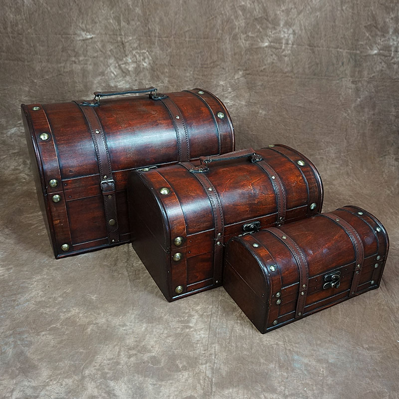 仿古宝箱带锁木箱中式仿红木箱子古典百宝箱家居收纳拍.摄装饰道