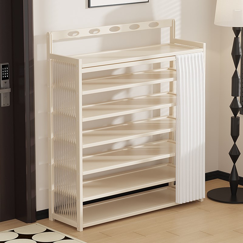 压克力透明门口铁艺鞋架家用多层网F红悬浮简易窄架子防尘收纳鞋