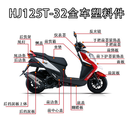 适超级鹰HJ125T-32全v车外壳面板灯箱大灯转向灯货箱侧盖前围边条