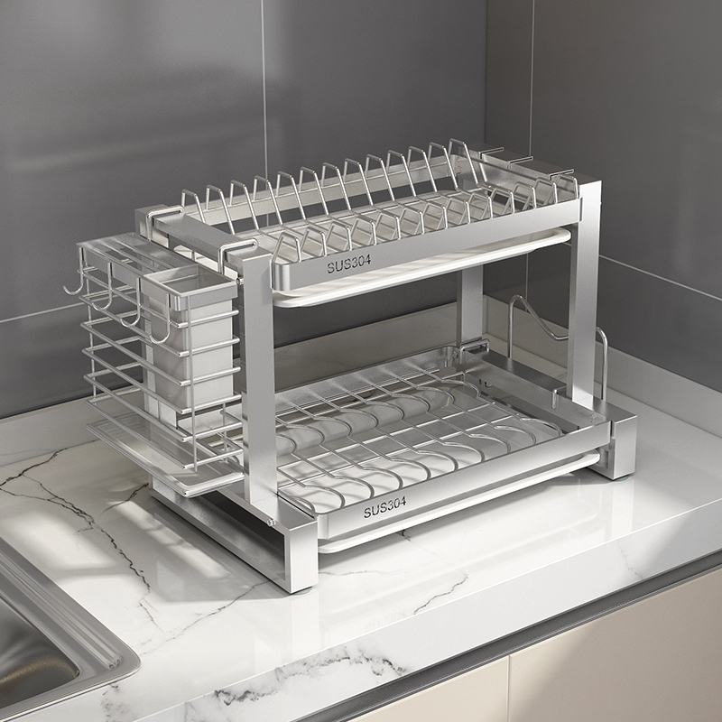 304不锈钢厨房置物架碗碟收纳层架家E用碗筷收纳盒放碗盘碗架沥水