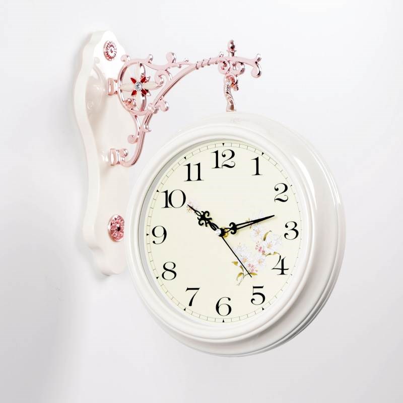 欧式双面b挂钟创意表客厅静音北欧时钟表两面家用时尚现代简约挂