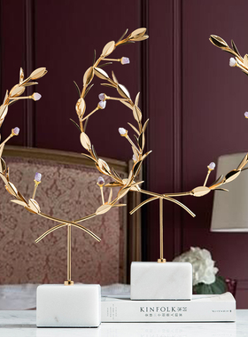 轻奢摆件现代金属花环工艺品客厅B玄关酒柜样板房新中式家居装饰