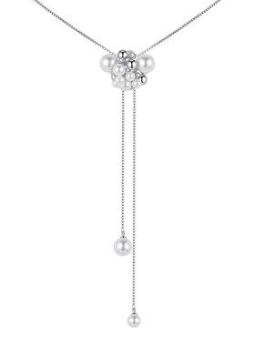 太阳猎人原爆珍珠项炼拉出可调双O层锁骨炼利基项炼