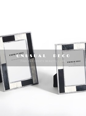 现代轻奢法e式马毛相框软装饰品样板间样品屋展示中心牀头柜卧室