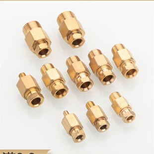 滑块油管内卡接头PD直通PL弯头尼龙管卡套三通油路铜管4mm6mm油嘴